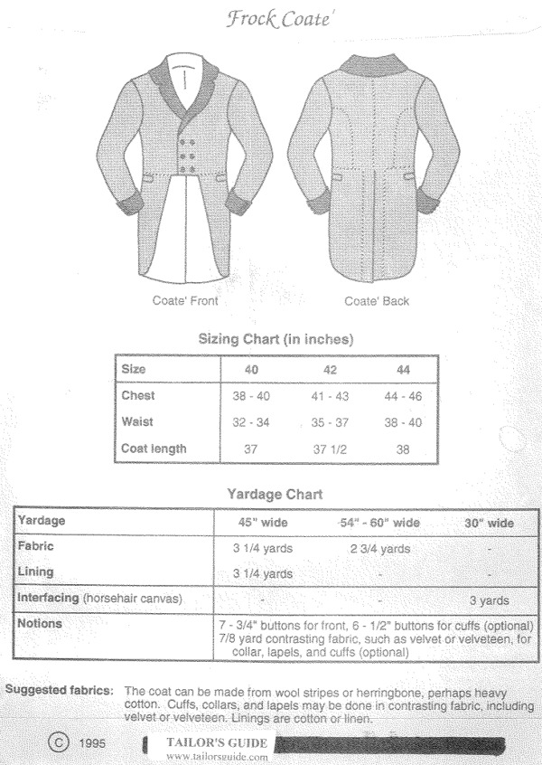 frock coat pattern