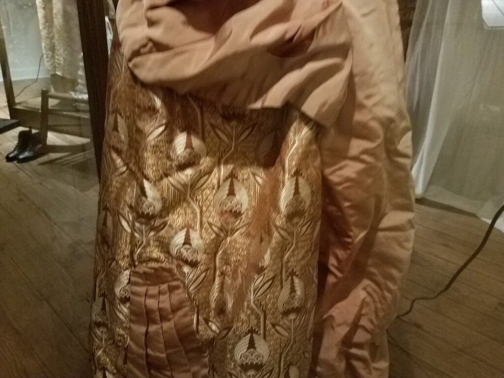 Close-up of Victorian skirt pleating and hem construction